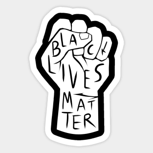 black lives matter | black power fist (white on black background) Sticker